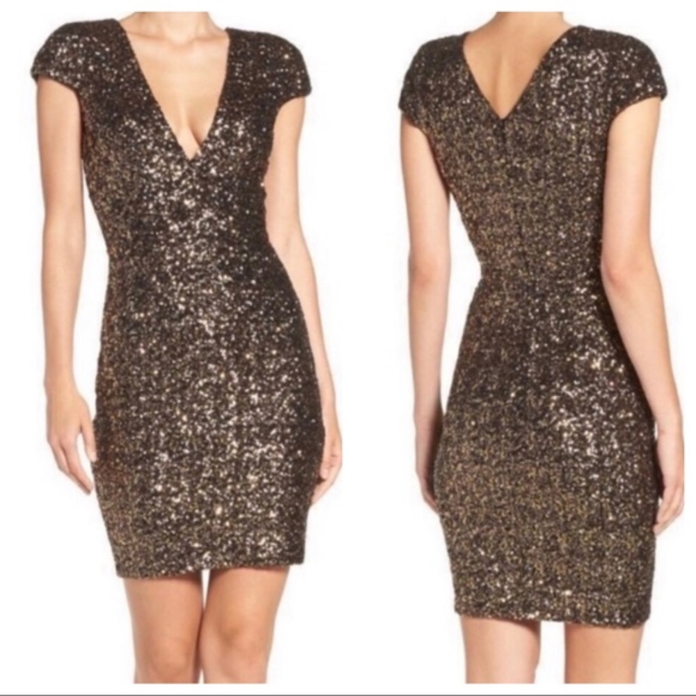 Dress The Population Zoe Sequined Mini Dress size XS in Antique
